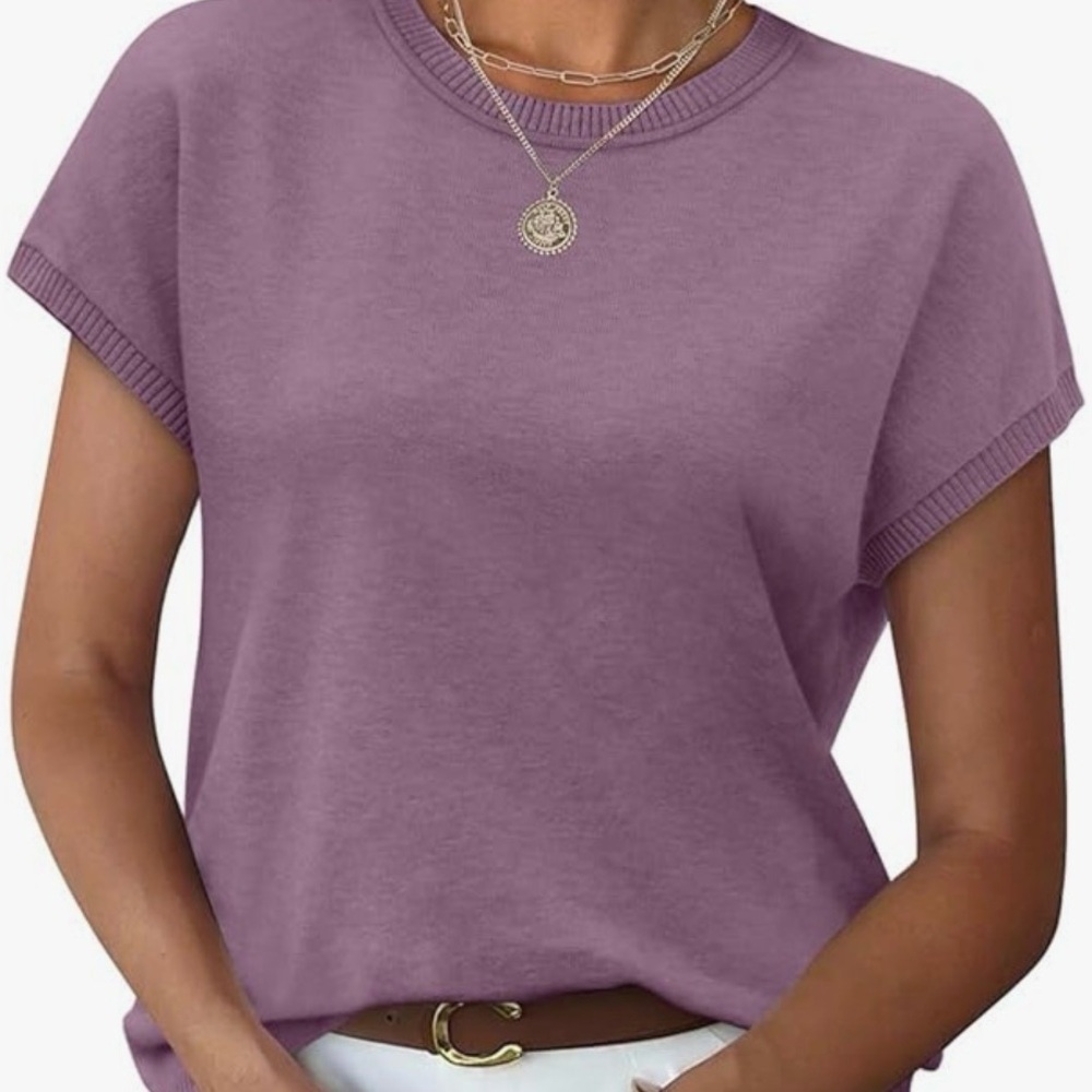 Ulla Johnson Mauve Short-Sleeve Crew Knit Top